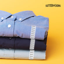 Load image into Gallery viewer, Bulk Case of 100 Rolls - 250pcs Medium Clothing Size Strip Labels, 1.25" x 5", Medium, 250/Roll, Clear Size Strip Sticker Labels for Shirts, Pants, Accessories, Retail Clothing