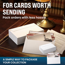 Load image into Gallery viewer, Bulk Case of 20 Sets - 50pcs Card Shipping Envelopes, 340gsm Tear Seal Mailers 7" x 4.35" - White, Ultra-Rigid 340gsm Protection, Fast Tear-Strip Seal, Fits Toploaders &amp; Semi-Rigids, Sleek Matte White Finish