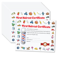 Load image into Gallery viewer, Bulk Case of 50 Sets - First Haircut Certificates | My First Haircut Award Certificate Keepsake for Baby and Kids, 8" x 10" (Pack of 25)