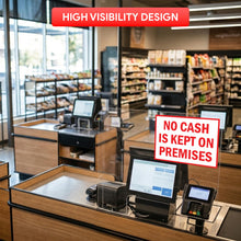 Load image into Gallery viewer, Bulk Case of 250 Sets - 3pcs No Cash On Premises Sign, 5" x 7", Self Adhesive Weatherproof Vinyl Stickers for Business, Store, Retail