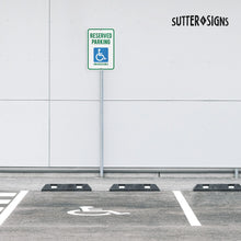 Load image into Gallery viewer, Bulk Case of 50 Signs - Reserved Parking Van Accessible Reflective Aluminum Sign, Pre-drilled 3/8", Mounting Holes, Aluminum, 12x18