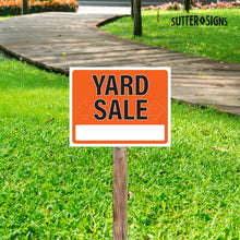 Load image into Gallery viewer, Bulk Case of 50 Sets - Yard Sale Signs 4 Pack Weatherproof Plastic Sign Yard Sale Supplies with Fill In Direction Arrows and Address Write In Area, 14" x 11"