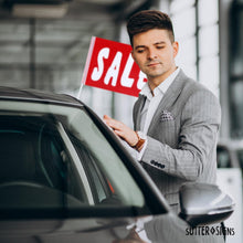 Load image into Gallery viewer, Bulk Case of 16 Sets - Sutter Signs Car Window Sale Flags for Dealerships, 12x16 Inch Red Sale Clip On Window Flags (Pack of 12)