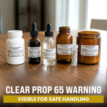 Load image into Gallery viewer, Bulk Case of 50 Rolls - 500pcs Prop 65 Warning Stickers, 1" x 2" Perforated Safety Labels for Shipping Receiving Prop 65 California Warning Labels