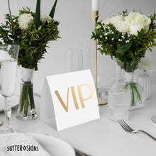 Load image into Gallery viewer, Bulk Case of 100 Sets - VIP Table Sign 10 Pack | Reserved Table Tent Night Club Signs for Bottle Service, Parties, Events (White)