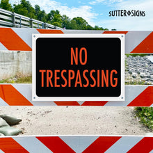 Load image into Gallery viewer, Bulk Case of 50 Sets - 4pk No Trespassing Sign Thick PVC Plastic No Trespassing Signs For Private Property w/ Pre-Drilled Mounting Holes, 12" x 8.5"