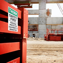 Load image into Gallery viewer, Bulk Case of 60 Signs - Safety First Workplace Sign | Personal Protective Equipment Required Workplace Safety Sign, 10x14 Inch Rust-free Aluminum