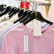 Load image into Gallery viewer, Bulk Case of 100 Rolls - 250pcs Small Clothing Size Strip Labels, 1.25" x 5", Small, 250 Labels/Roll, Clear Size Strip Sticker for Shirts, Pants, Accessories, Retail Clothing