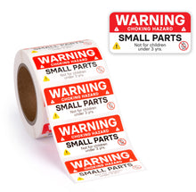 Load image into Gallery viewer, Bulk Case of 100 Sets - 500pcs Small Parts Warning Stickers, Not for Children Safety Warning Labels for Shipping, 1" x 2"