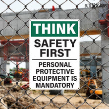 Load image into Gallery viewer, Bulk Case of 60 Signs - Safety First Workplace Sign | Personal Protective Equipment Required Workplace Safety Sign, 10x14 Inch Rust-free Aluminum