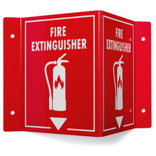 Load image into Gallery viewer, Bulk Case of 100 Signs - 3D Fire Extinguisher Sign | Projecting Wall Mount Fire Safety Sign, 6&quot; x 8&quot; x 4&quot;