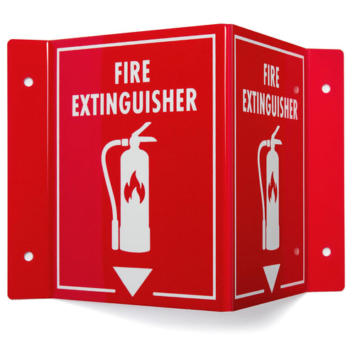 Bulk Case of 50 Sets - 3D Fire Extinguisher Sign 2-Pack | Projecting Wall Mount Fire Safety Sign, 6