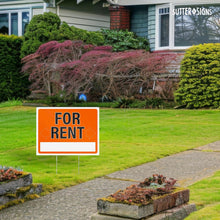 Load image into Gallery viewer, Bulk Case of 37 Sets - 2pk For Rent Signs with Stakes | 17" x 13" Large Corrugated Plastic House For Rent Yard Signs with H-Frame Stakes for Real Estate