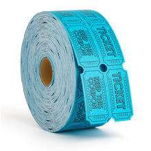 Load image into Gallery viewer, Bulk Case of 40 Rolls - Sutter Signs 1000 Raffle Tickets Double Roll | Tickets for Events, Drinks, 50/50, Carnival, Classroom (Blue)