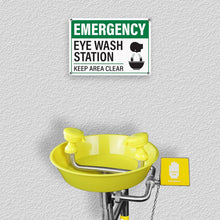 Load image into Gallery viewer, Bulk Case of 100 Signs - Emergency Eye Wash Station Keep Area Clear Sign 10x7 Inch | Rust-Free Aluminum Eye Wash Station, Durable Safety Sign with Pre-Drilled Mounting Holes