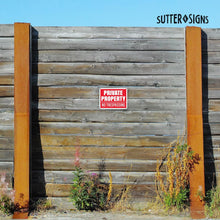 Load image into Gallery viewer, Bulk Case of 83 Sets - Private Property No Trespassing Sign (4 Pack) 12x9 inches