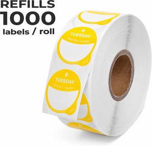 Daily Food Rotation Labels Removable 1" Day Dots, 1000 ct Refill Roll, Thursday