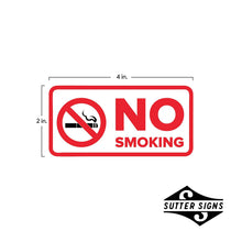 Load image into Gallery viewer, No Smoking Stickers | Decals for Indoor or Outdoor Use 4-inch by 2-inch (Pack of 6)