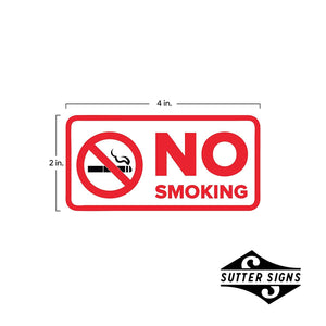 No Smoking Stickers | Decals for Indoor or Outdoor Use 4-inch by 2-inch (Pack of 6)