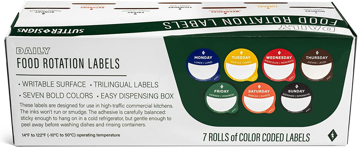 Bulk Case of 20 Box Sets - Daily Food Rotation Labels - Writable Surfa ...