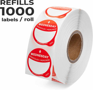 Daily Food Rotation Labels Removable 1" Day Dots, 1000 ct Refill Roll, Wednesday