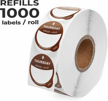 Load image into Gallery viewer, Daily Food Rotation Labels Removable 1&quot; Day Dots, 1000 ct Refill Roll, Thursday