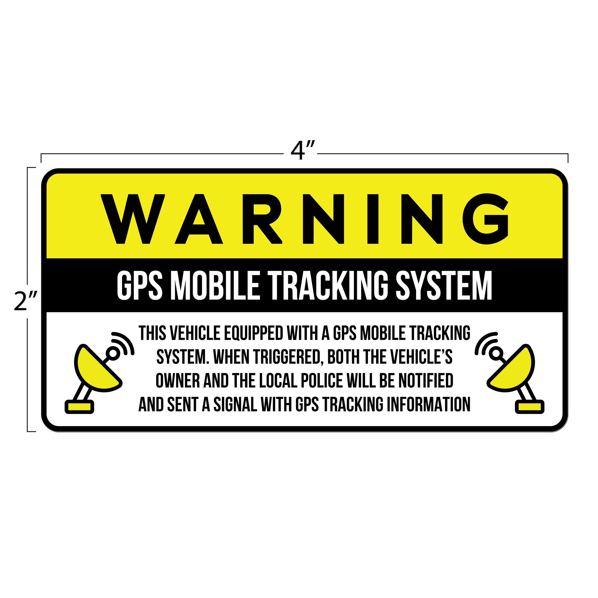 Anti-Theft Car Vehicle Stickers with GPS Tracking Warning (Pack of