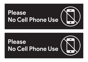 Please No Cell Phone Use Sticker Signs (Pack of 2)