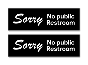 No Public Restroom Sticker Signs (Pack of 2)