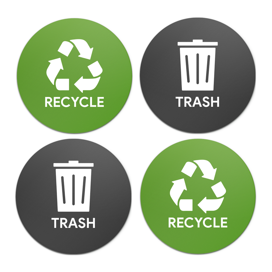 Recycle & Trash Garbage Sticker Set (2 Recycle Stickers and 2 Trash Stickers)