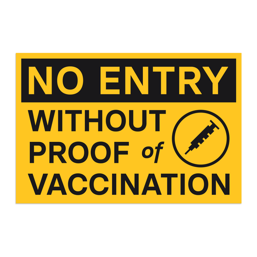 No Entry Without Proof of Vaccination Window Cling