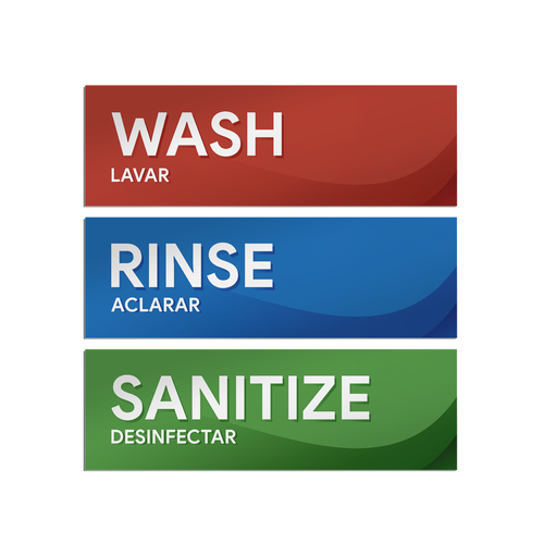 Wash Rinse and Sanitize Sink Labels (1 of Each)